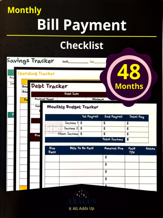 Monthly Bill Payment Checklists