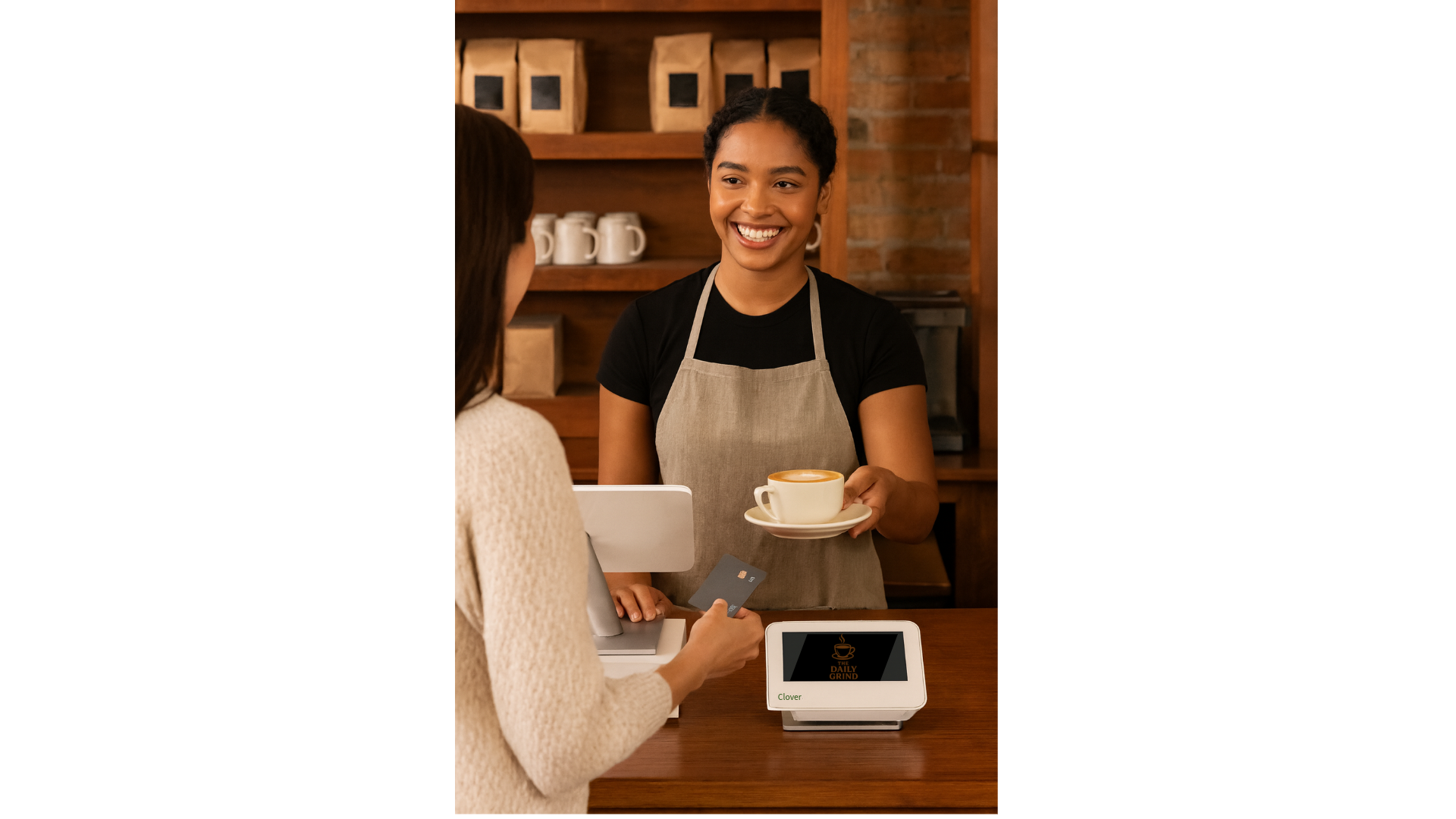 customer paying for coffee